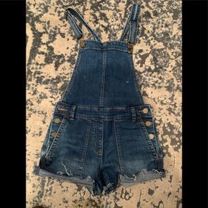 Girls CrewCuts distressed denim short-all’s